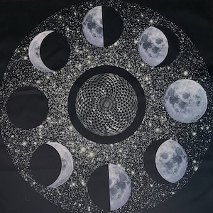 MOON PHASES Altar Cloth 2 sizes // Lunar Altar Cloth // Moon Tarot Cloth // Witch Table Cloth image 5