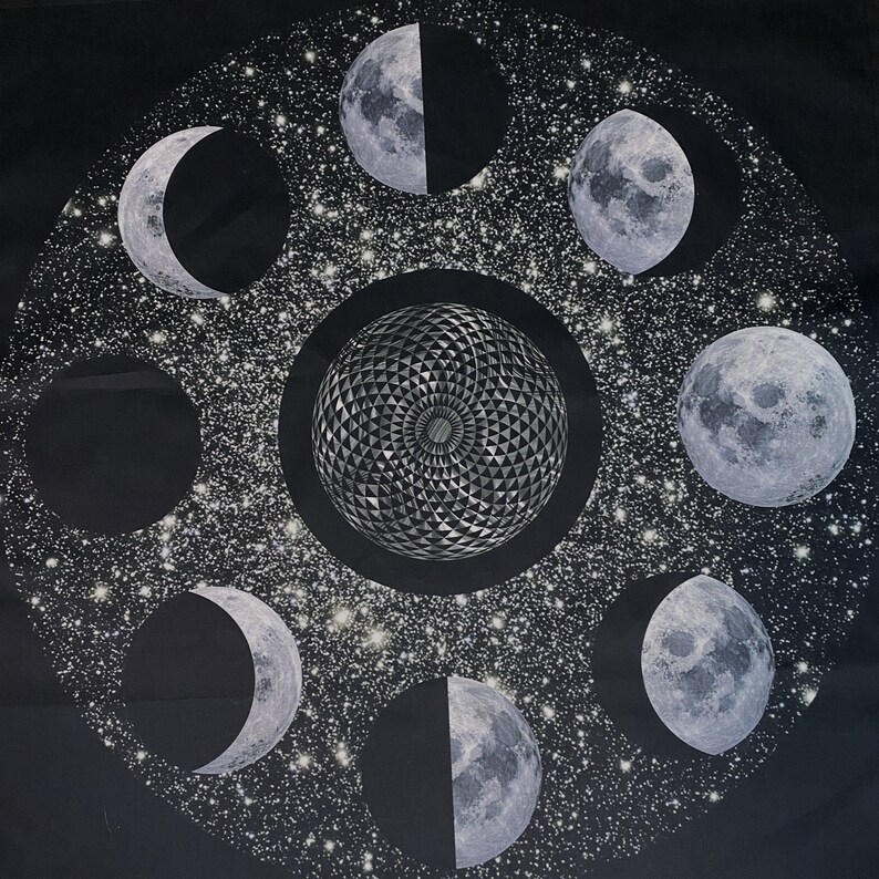 MOON PHASES Altar Cloth 2 sizes // Lunar Altar Cloth // Moon Tarot Cloth // Witch Table Cloth image 5