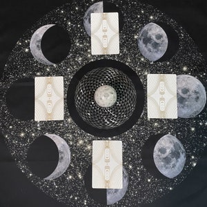MOON PHASES Altar Cloth 2 sizes // Lunar Altar Cloth // Moon Tarot Cloth // Witch Table Cloth image 3