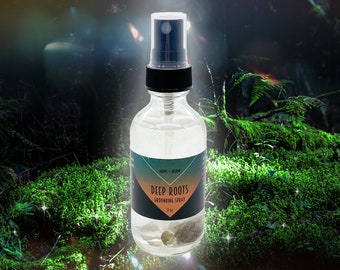 Spray d'ancrage DEEP ROOTS avec essences de fleurs et de gemmes 2 oz // tourmaline noire en spray // spray magique // spray d'ancrage sorcière