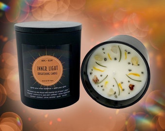 INNER LIGHT Brightening Candle w/ Flower and Gem Essences //  sun candle // solar magic // sun ritual // inner radiance candle