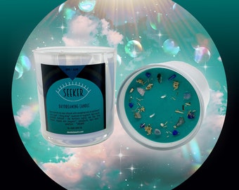 Bougie Rêverie SEEKER : armoise, labradorite, cire de soja – intuition, vision, méditation