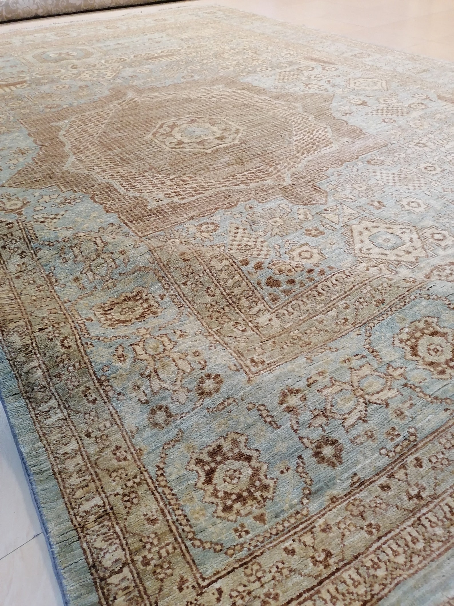 9x12 Area Rug Beautiful Mamluk Rug Sea Blue and Light Brown Etsy