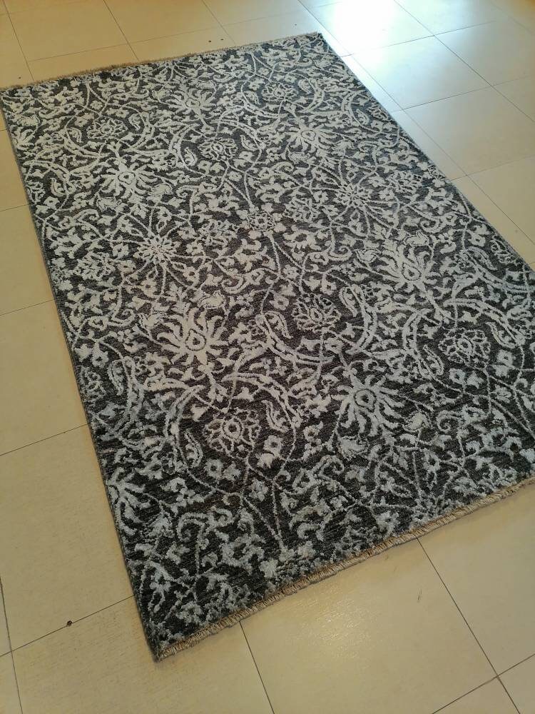 Stunning grey color rug in 4x6 ft Embossed Design Rug Nomad Etsy