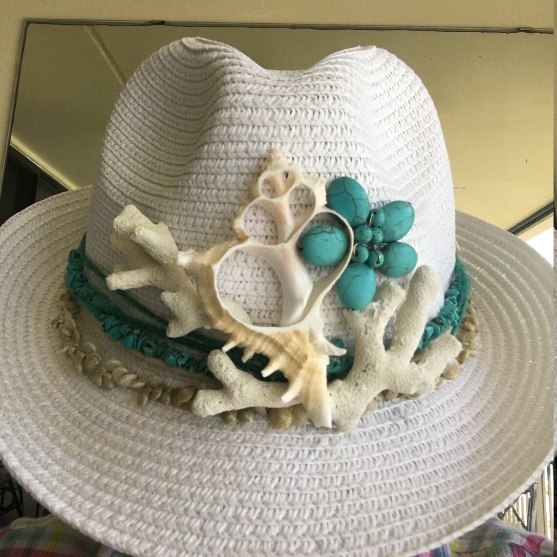 Tropical hat hat with shells FEDORA HAT Beach hat Sun hat Etsy