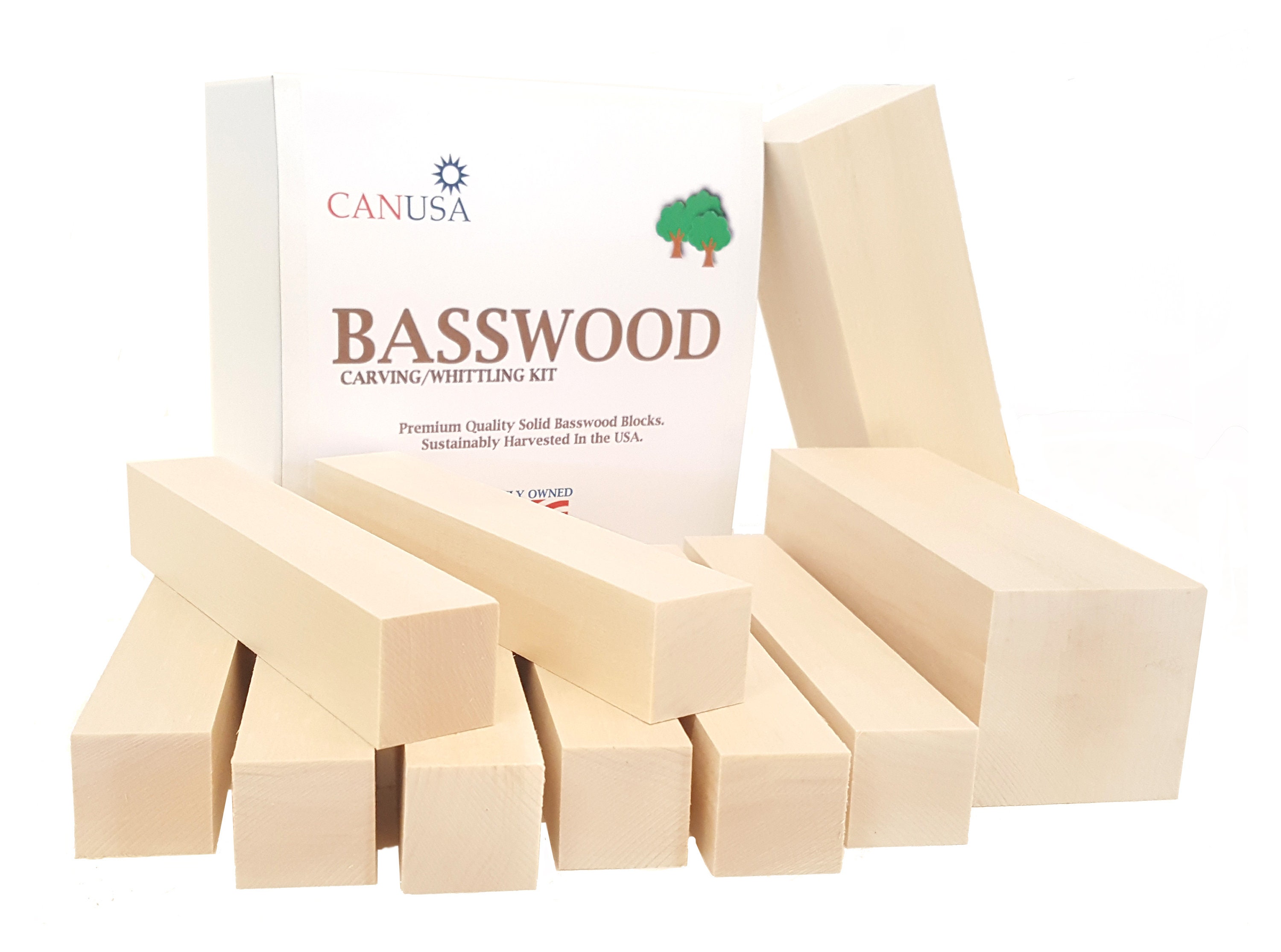 Basswood Blocks for Carving (8 Pieces - 1 1/4 x 1 1/4 x 5) - Wood  Carving Kit with Unfinished Whittling Wood Blank Blocks