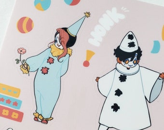 Clown Sticker Sheet: Matte Vinyl Kiss Cut Stickers