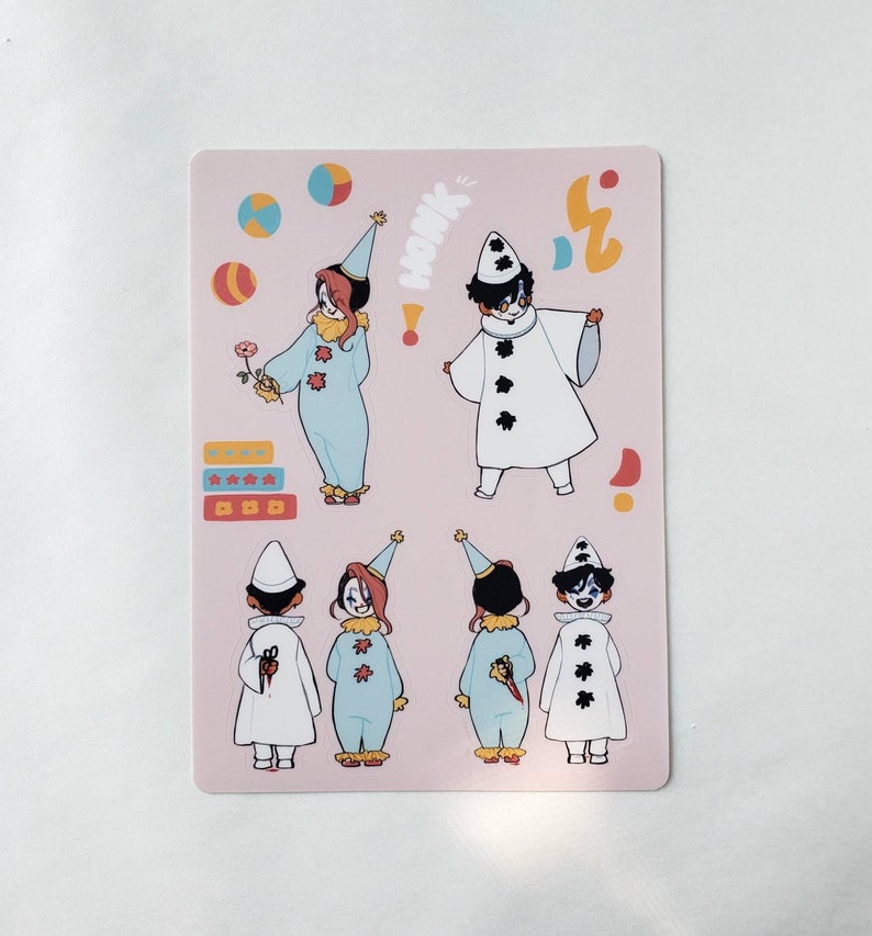 Clown Sticker Sheet: Matte Vinyl Kiss Cut Stickers image 5