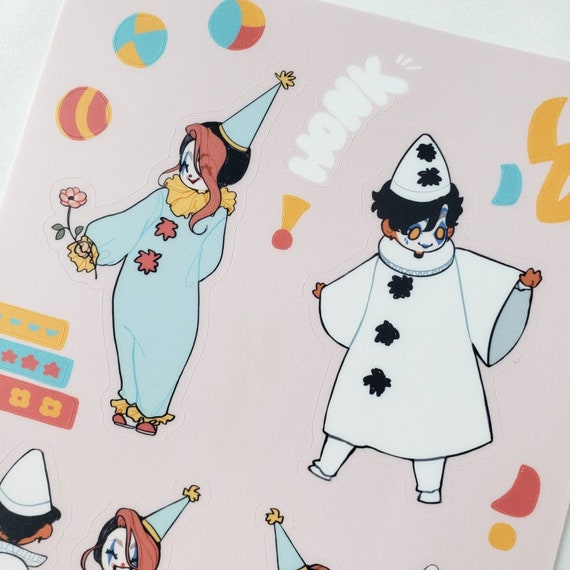 Clown Sticker Sheet: Matte Vinyl Kiss Cut Stickers