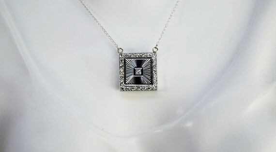 14K White Gold Diamond Pendant | Antique | 25 A-G… - image 5