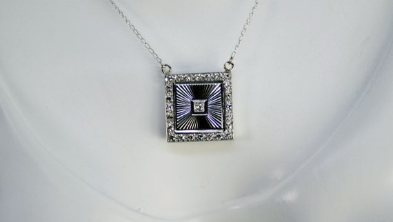 14K White Gold Diamond Pendant | Antique | 25 A-G… - image 8