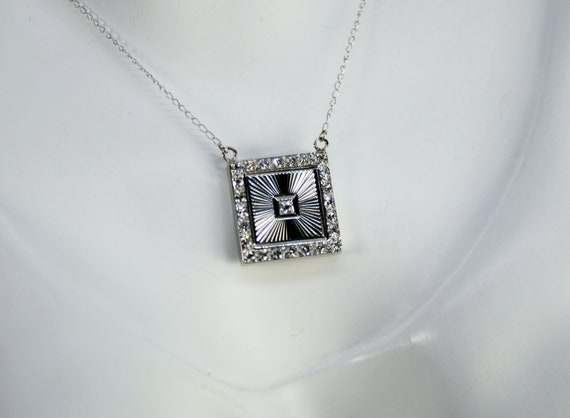 14K White Gold Diamond Pendant | Antique | 25 A-G… - image 7