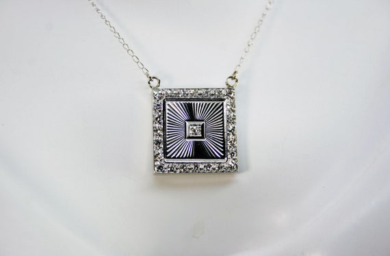 14K White Gold Diamond Pendant | Antique | 25 A-G… - image 2