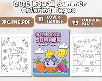 Kawaii Summer Coloring Pages for Kids: 75 Printable Designs (PDF Download)