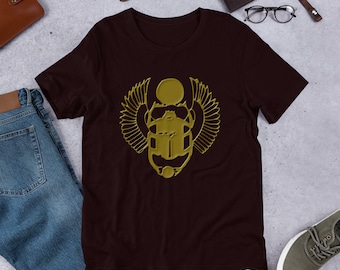 The True World Order “Gold Winged Scarab” Short-Sleeve Unisex T-Shirt, Front Design Only