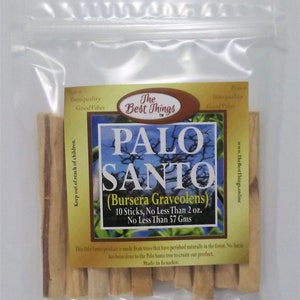 Palo Santo by The Best Things, 10 Sticks, 2 Ounces, For Peace and Tranquility