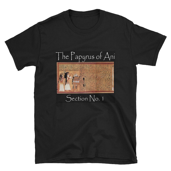 The True World Order "Book of the Coming Forth by Day and Night | Papyrus of Ani Section No. 1" Short-Sleeve Unisex T-Shirt, Black and Navy