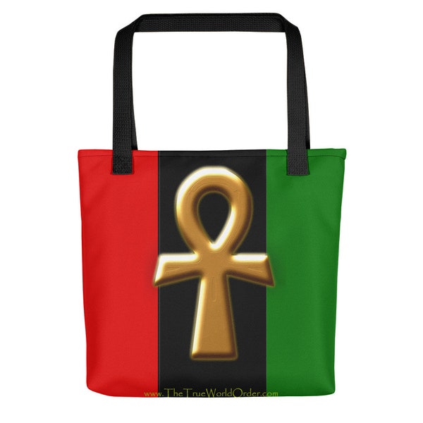 The True World Order "Ankh Key of Life" Tote bag, Double-Sided Print, Multi-Colored Handles