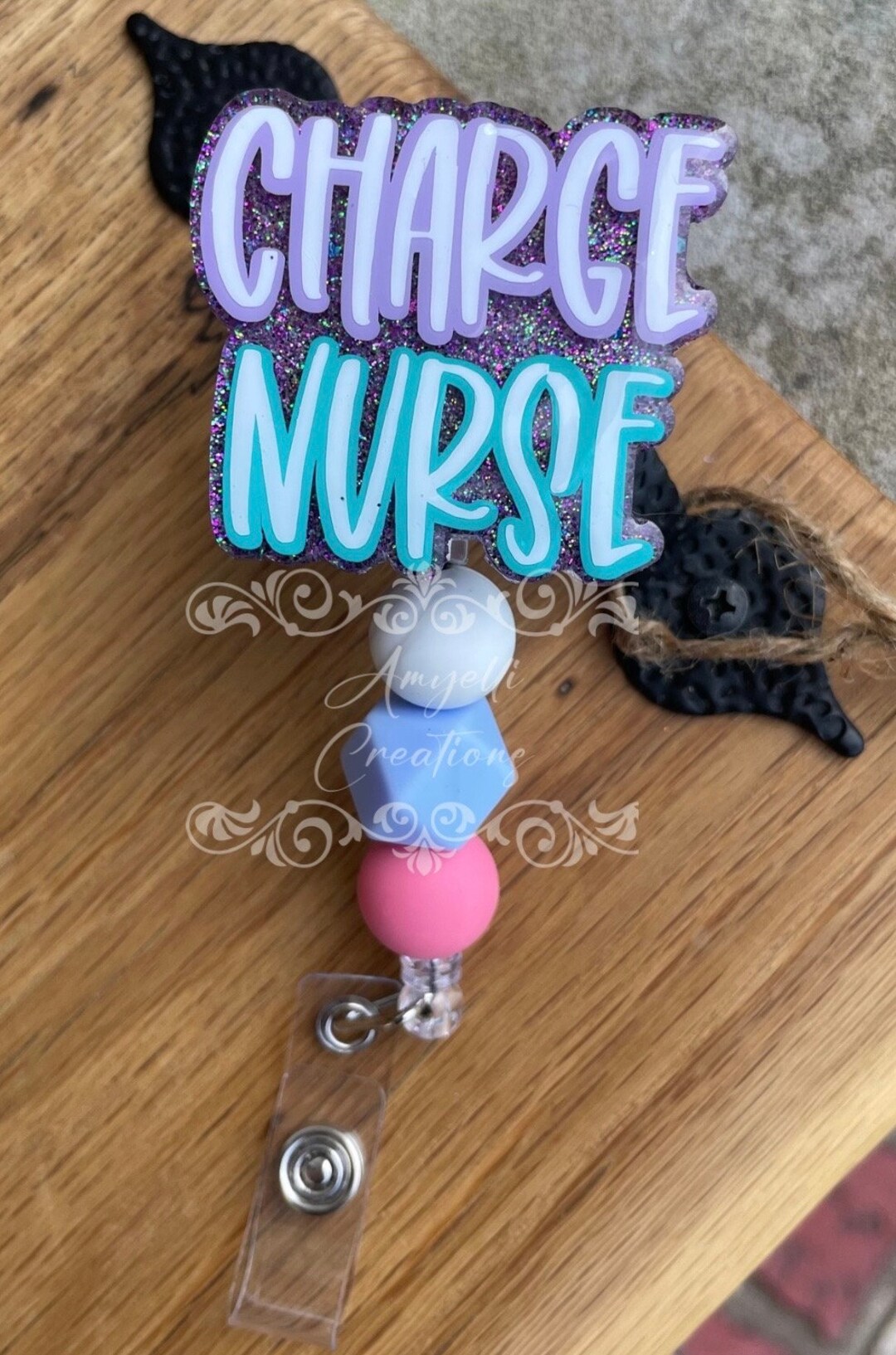 Charge Nurse Badge Reel, Retractable Swivel Alligator Clip, Cute Badge ...