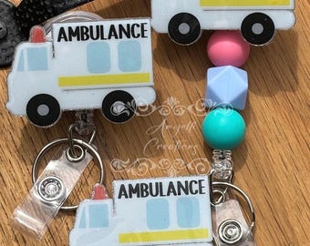 Wee Woo Ambulance Badge Reel, Funny Badge Reel, Retractable Badge Reel, Interchangeable Badge Reel, Stocking Stuffer, Paramedic, Ambulance