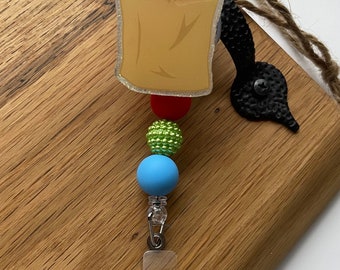 Grocery Bag Badge Reel: Acrylic Glitter Employee ID, Grocery Bag Badge Reel, Grocery Store Badge Reel, Dietician, Nutritionist, Custom Badge