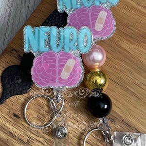 Brain Badge Reel, Neurology Badge Reel, Nurse Badge Reel, Glitter ID Holder, Neuro ICU Badge Reel, Neurologist Gift, Cute Badge Reel, Neuro