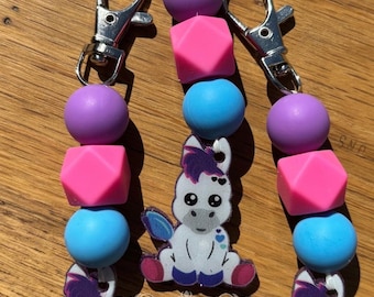 Unicorn Keychain, Sitting Unicorn Key Chain, Unicorn Bag Tag, Unicorn Zipper Pull, Fairy Tale Keychain, Fantasy Keychain, Gift for Her