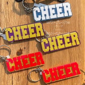 Cheer Keychain, Cheerleader Keychain, Cheer Gift, Cheer Bag Tag, Cheerleader Gift, Cheerleader Name Tag, Cheer Coach Gift, Glitter Keychain