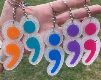 Semicolon Keychain, Mental Health Awareness, Semicolon Keychain, Suicide Awareness Keychain, Self Care, Self Care Keychain, Gift, Semicolon