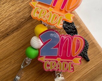 2nd Grade Badge Reel, Second Grade Badge Reel, Teacher Badge Reel, Badge Reel, Lanyard, Teacher Lanyard, Teacher, 2nd Grade, Second Grade
