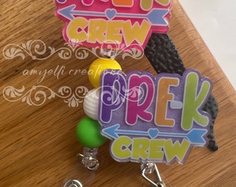 Pre-K Crew Badge Reel, Pre-Kindergarten Badge Reel, Pre-K Badge Reel, Job Badge Reel, Teacher Badge Reel, Badge Reel, School Staff, ID Badge