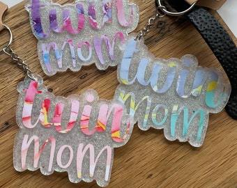 Twin Mom Keychain, New Mom Keychain, Baby Shower Gift, Mom of Twins, Mom of Girls, Boy Mom, Mom of Both, Gift, Gifts for Her, Twin Mom Gift