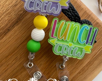 Lunch Crew Badge Reel, Back to School ID Holder, Interchangeable Badge Reel, Lunch Lady Gift, Lunch Crew, Lunch Lady, Back to School