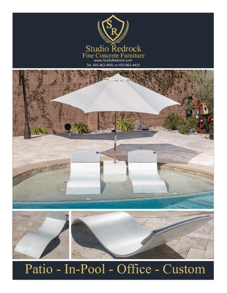 The Chaise Curve A Luxury Polished Concrete Pool Lounge Chair A Contemporary Concrete Lounge Chair Crafted For Your In Pool Or Patio Space