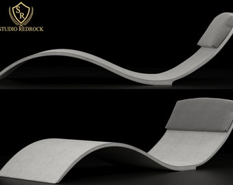 Luxury Polished Concrete Pool Lounge Chair.  The Curve II is a contemporary concrete lounge chaise crafted for your in-pool or patio space.