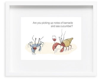 Gift for Wine Lovers - Wine Art, Humorous Wine Print, Wine Drinkers, Wine Lovers, Wine Snobs, Wine Country, Two Crabs drinking wine