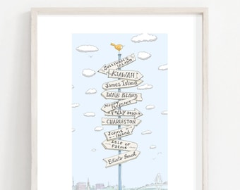 Charleston, SC Art Print featuring Charleston, Folly, Isle of Palms, Sullivan's Island, Edisto Beach, Kiawah, John's Island, Daniel Island.