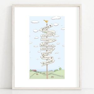 Philadelphia&#39;s Main Line Art Print - Ardmore, Bryn Mawr, Berwyn, Radnor, St. Davids, Wayne, Villanova, Paoli, Narberth, Devon, Haverford