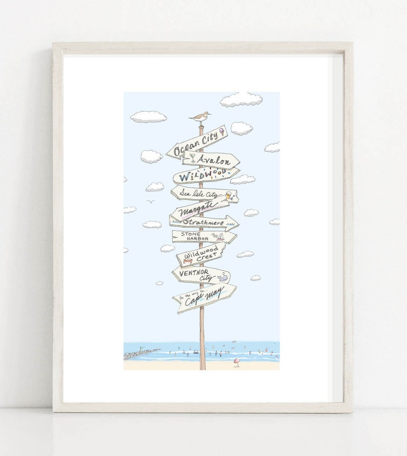 South Jersey Shore Art Print featuring Cape May, Ocean City, Avalon, Sea Isle, Stone Harbor, Margate, Strathmere and Wildwood bild 1