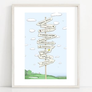 Famous Golf Course Print for Father&#39;s Day - Pebble Beach, Pine Valley, Augusta, Bethpage Black, Merion, Pinehurst, Bandon Dunes, Shinnecock