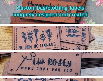 Op maat gemaakte PU-kunstleren labels voor tassen, kledingambachten Etiketten voor handgemaakte kleding, gepersonaliseerde labels, kledinglabels, kleurrijke labels