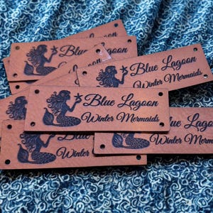 Faux Leather Personalized Product Tags, Custom Leatherette Clothing Labels, Choice of Colours immagine 9