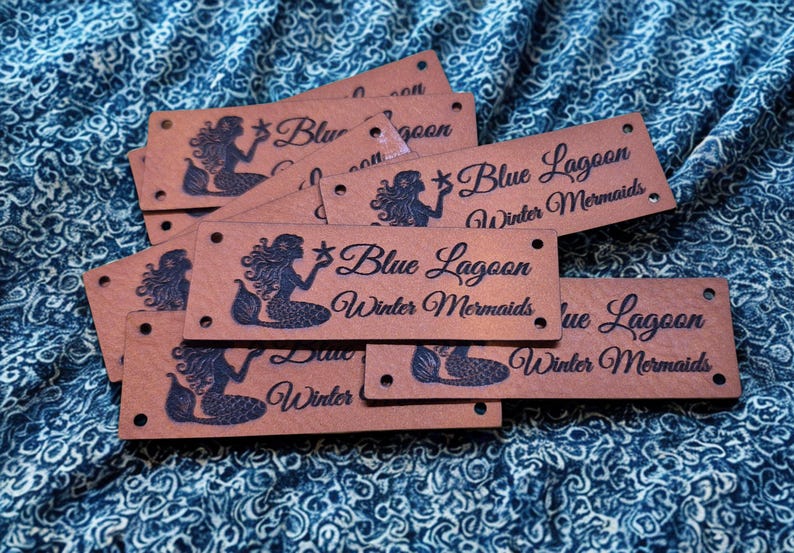 Faux Leather Personalized Product Tags, Custom Leatherette Clothing Labels, Choice of Colours immagine 9