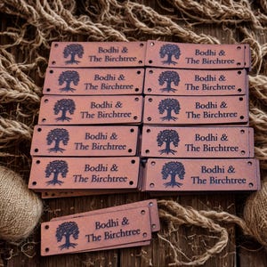 Faux Leather Personalized Product Tags, Custom Leatherette Clothing Labels, Choice of Colours immagine 14