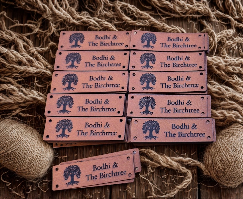 Faux Leather Personalized Product Tags, Custom Leatherette Clothing Labels, Choice of Colours immagine 14
