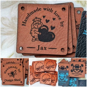 Leatherette Sticker Custom Leatherette Labels, Personalized Faux Leather Tags for Sewing ...