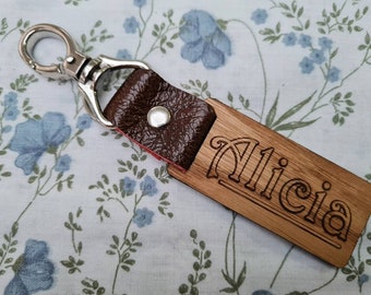 Personalised gift, wooden key fob, chunky rustic feel, quality metal fittings, gift keyring, keychain, house warming gift, hand finished