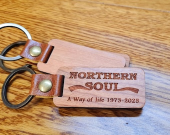 Northern Soul Beech Wood Key Fob, Laser Etched Memorabilia