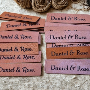 Faux Leather Personalized Product Tags, Custom Leatherette Clothing Labels, Choice of Colours immagine 13