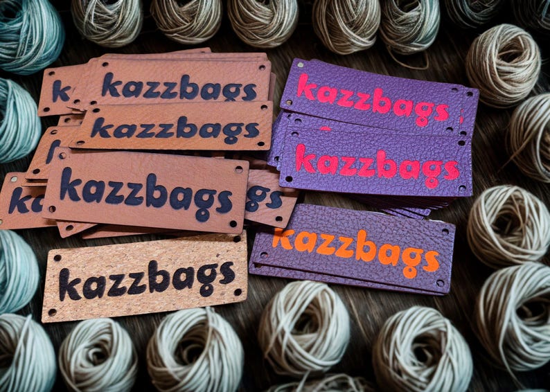 Faux Leather Personalized Product Tags, Custom Leatherette Clothing Labels, Choice of Colours immagine 7